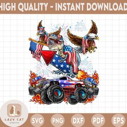 patriotic dinosaur riding monster truck, eagle happy 4th of july, american flag, american boys, independence day gift
