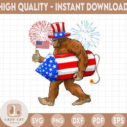 bigfoot fireworks png, camper independence day, 4th of july png, independence day, patriotic png, fireworks png