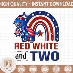 red white and two png, rainbow 4th of july - american flag, dinosaur t rex- sublimation design download -patriotic
