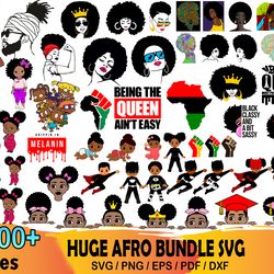 huge afro bundle svg, black girl svg, black woman svg