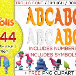 trolls alphabet png, trolls font png, trolls stickers png, disney png