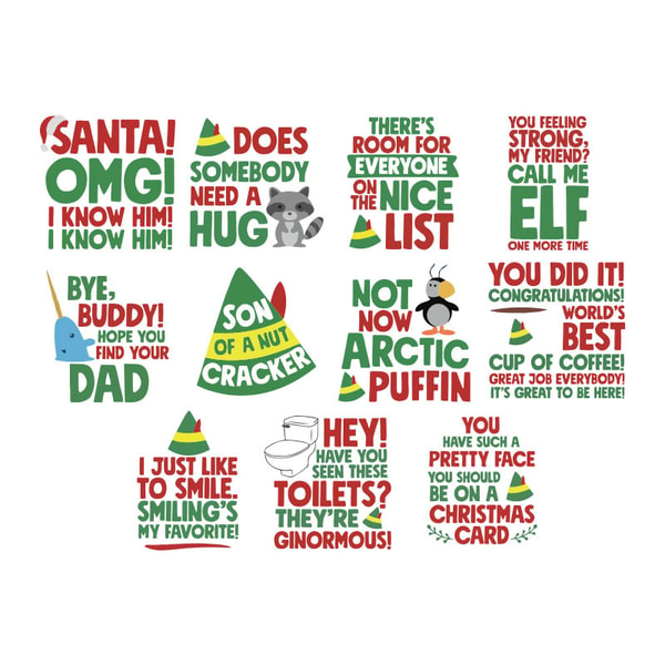 Elf Movie 11 Funny Quotes Buddy The Elf Editable SVG PNG EPS Inspire elf-movie-11-funny-quotes-buddy-the-elf-editable-svg-png-eps-inspire