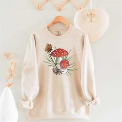 moth sweatshirt, mushroom sweater cottagecore shirt winter sweatshirt, insect sweatshirt, watercolor moth crewneck, gift