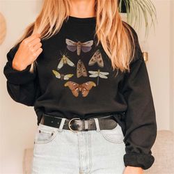 moth sweatshirt cottagecore sweater moth cottage core jumper lepidoptera sweatshirt dragonfly crewneck moth gift for bug