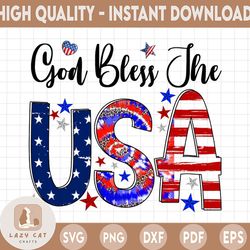 God Bless The USA Red White Blue Flag Patriotic 4th of July PnG INSTANT DOWNLOAD Print And Sublimation