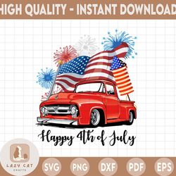 happy 4th of july truck png sublimation design, independence day png, old glory png, american flag png, usa png, america