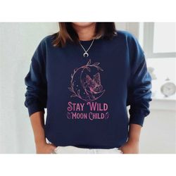 moon and sun sweatshirt, stay wild moon child shirt, boho mystical jumper, spiritual crystal gift, quartz energy t-shirt