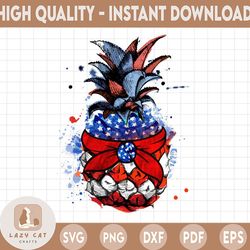 pineapple usa 4th of july png, pineapple png, fourth of july dxf, 4th of july psd, patriotic png, cricut silhouette cut