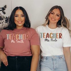 personalized teacher t-shirt,  custom teacher team shirt, customized name teacher shirt, first year teacher gift, gift f