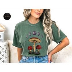 moon phases and mushrooms t-shirt, magical celestial fungi sweatshirt, goblincore aesthetic tee, witchy top, cottagecore