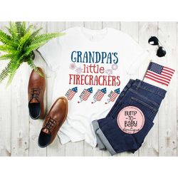 grandpa shirt fourth of july grandpa's little firecrackers t-shirt july 4th shirt for grandfather, grandkids, grandchild
