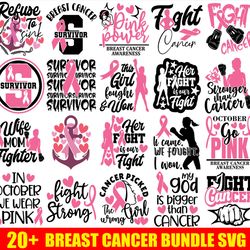 breast cancer svg, breast cancer bundle, awareness support