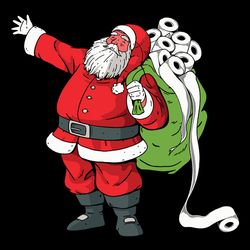 santa with face mask and toilet paper png design funny christmas 2020 png, silhouette svg fies