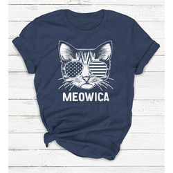 meowica shirt - 4th of july shirt - usa shirt - america - cat - pets - animals - independence - patriotic - graphic tee