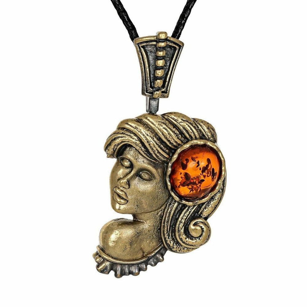 Woman Face pendant Virgo necklace Zodiac Sign pendant Gold brass Amber pendant female Virgo zodiac charm ideas Gifts.jpg
