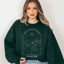 custom boho cancer horoscope sweatshirt, cancer zodiac sign shirt, astrology sweater, zodiac constellations shirt, cance