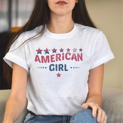 american girl shirt, retro american girl t-shirt, american babe shirt, 4th july shirt, patriotic girl shirt
