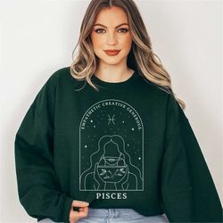 custom boho pisces horoscope sweatshirt, pisces zodiac sign shirt, astrology sweater, zodiac constellations shirt, zodia