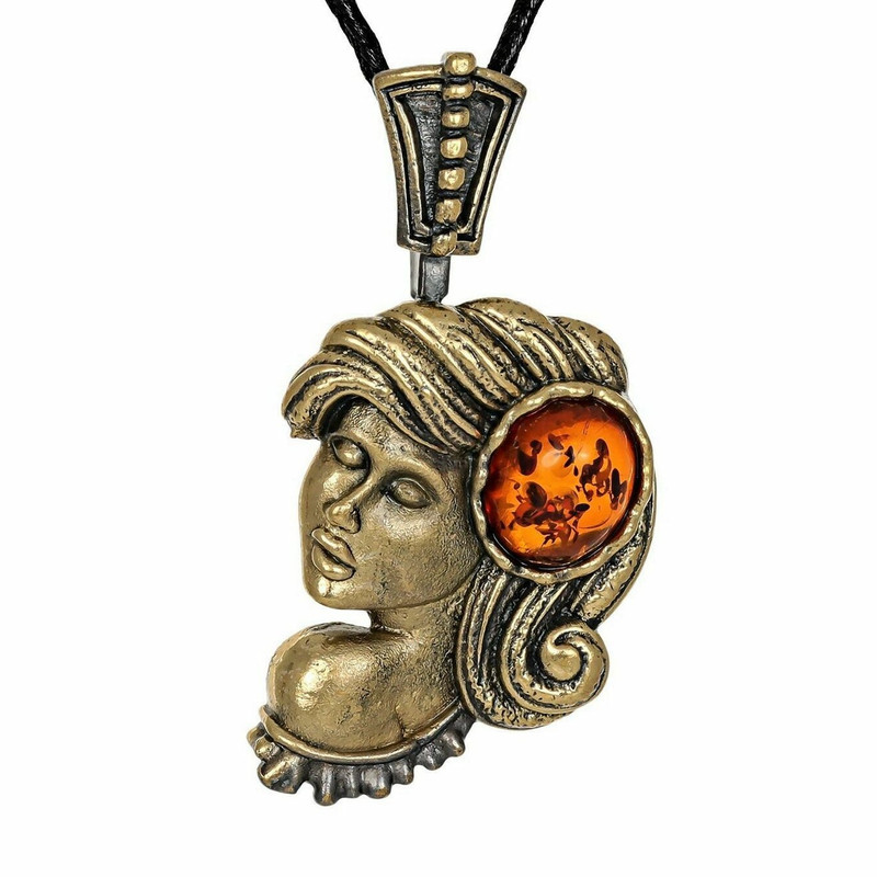Virgo necklace Zodiac Sign pendant Gold brass Amber pendant female Virgo zodiac charm.jpg
