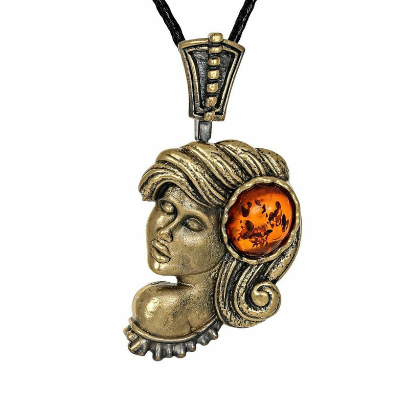 Woman Face pendant Virgo necklace Zodiac Sign pendant Gold brass Amber pendant female Virgo zodiac charm ideas Gifts.jpg