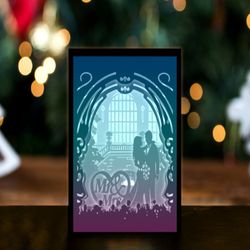 couple wedding paper cut light box