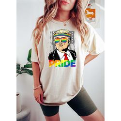 retro comfort colorful pride shirt, funny lgbtq trump shirt, trump pride, funny pride shirt, love is love shirt, pride m