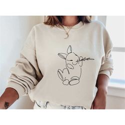 Minimalist Rabbit Sweatshirt, Easter Sweatshirt, Womens Easter T-Shirt, Line Art Rabbit Sweatshirt, Bunny Hoodie, Cute B