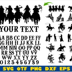 cowboy western bundle | western font svg, cowboy svg png, western alphabet, cowboy svg shirt, western svg png