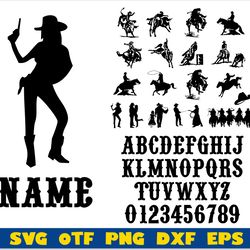 western rodeo cowboy svg bundle | cowboy svg for woman, western font svg, western font bundles, western font ttf