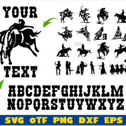western cowboy rodeo svg bundle | western font svg, cowboy svg, cowboy name svg, western font ttf, western owboy svg png