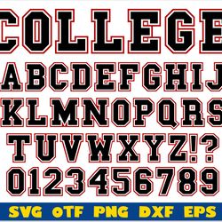 college font svg, college font otf, college font png, college letters, college shirt svg, varsity font svg, sport font