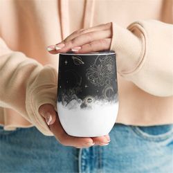celestial wine tumbler, mystical cup, moon and sun wine tumbler, to go wine tumbler, mystical gifts, celestial to go cup