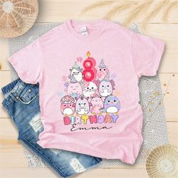 personalized squishmallow birthday girl shirt, cute squishmallow shirt, squishmallow girl shirt, squishmallow happy birt