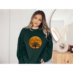 forest moon sweater sweatshirt, moon jumper, buddhism tee, meditation shirt, spiritualism t-shirt, moon phase sweatshir