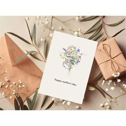 mother's day card | wildflower bouquet floral cards | hand painted watercolor mom greeting card| birthday greeting card