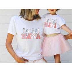 retro mama & mini easter shirts, bunny ears mommy and me easter outfit, mom daughter easter tee, matching easter shirt,