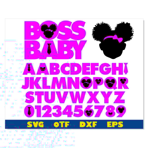 African American Boss Baby Girl Font SVG Layered | Boss Baby | Inspire ...