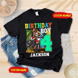 personalized happy birthday boy dirk bike shirt, motocycle birthday boy shirt, biker life, racing boy, motocross, birthd