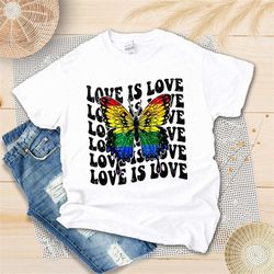 love is love pride shirt, lgbtq shirt, pride month shirt, gay pride t shirt, butterfly rainbow shirt, equality shirt, lg