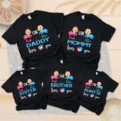 gender reveal party shirts, baby announcement, pink or blue we love you shirts mommy daddy, keeper of the gender auntie