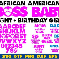 African American Boss Baby Girl Bundle | Boss Baby Girl Font & Boss Baby Birthday Girl |  Boss Baby Girl font svg ttf