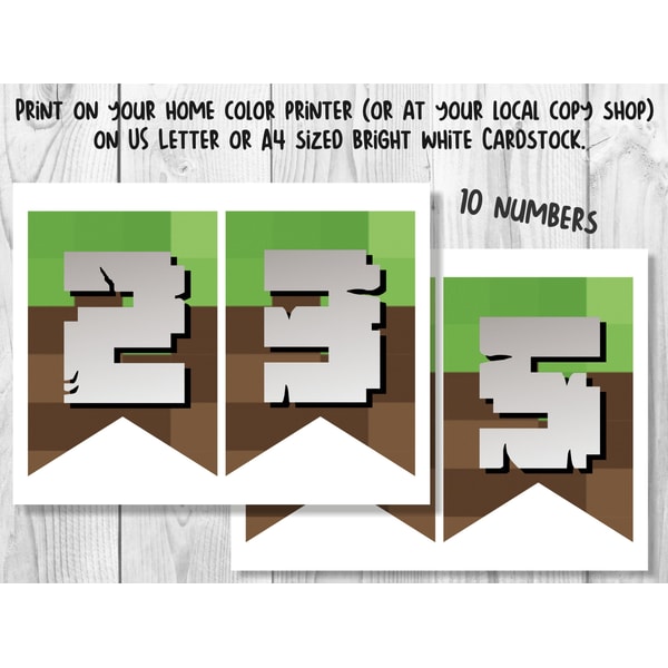 Printable Minecraft Birthday Banner PDF JPEG, Minecraft Pr Inspire