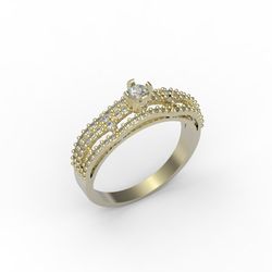 3d Model Of A Jewelry Ring With A Large Gemstone For Printing. Engagement Ring. 3d Printing