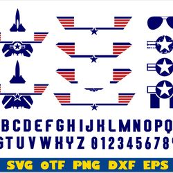 top gun bundle svg | top gun logo emblem diy personalize | top gun logo emblem svg png, top gun font svg otf