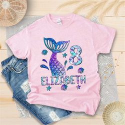 personalized mermaid birthday shirt - mermaid squad birthday - mermaid shirt girl - cute mermaid shirt - mermaid vibes -