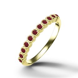 Red Garnet Ring - January Birthstone - Gemstone Ring - Gold Ring - Half Eternity Ring - Delicate Ring - Simple Ring