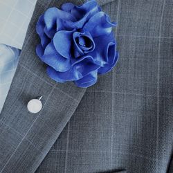 Royal blue lapel pin, Fiance boutonniere,  Royal blue wedding boutonniere, Tuxedo boutonniere, Royal blue boutonniere