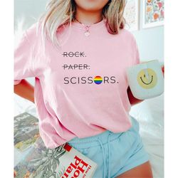 rock paper scissors, rainbow lesbian shirt, pride month shirt, pride scissors shirt, trans pride shirt, pride ally shirt