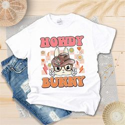 howdy bunny easter shirt - western easter day shirt - easter rabbit shirt - cowhide bunny shirt - cowgirl cowboy easter