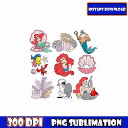 trend 2023 little mermaid png bundles, black mermaid png, black girl magic, black girl mermaid, princess cut files